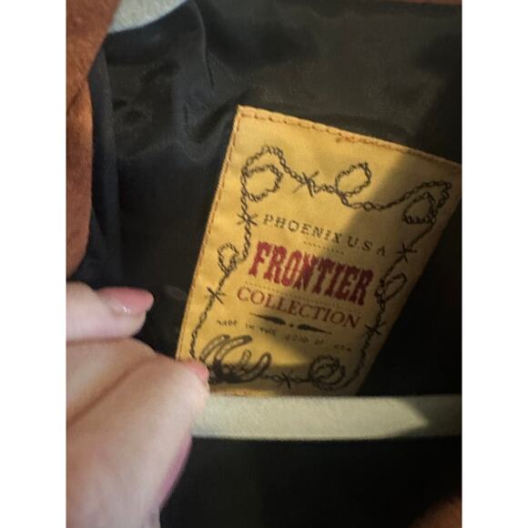 Frontier Collection Women's Small Brown Leather Genuine Pigsplit Fringe Jacket - Picture 8 of 10